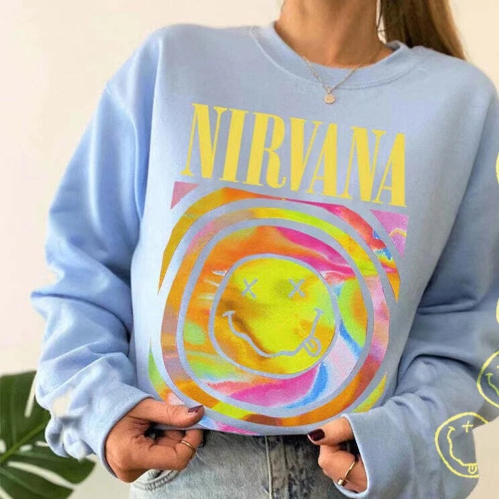 SALE THIS WEEKEND! 🍾 
Blue Oversized Nirvana Sweatshirt